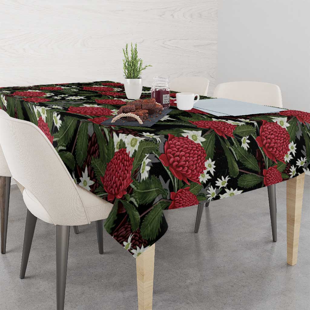 Australia Waratah Flannel Flower Tablecloth Aussie Native Flowers Seamless Stylized - Aussie Hoodie