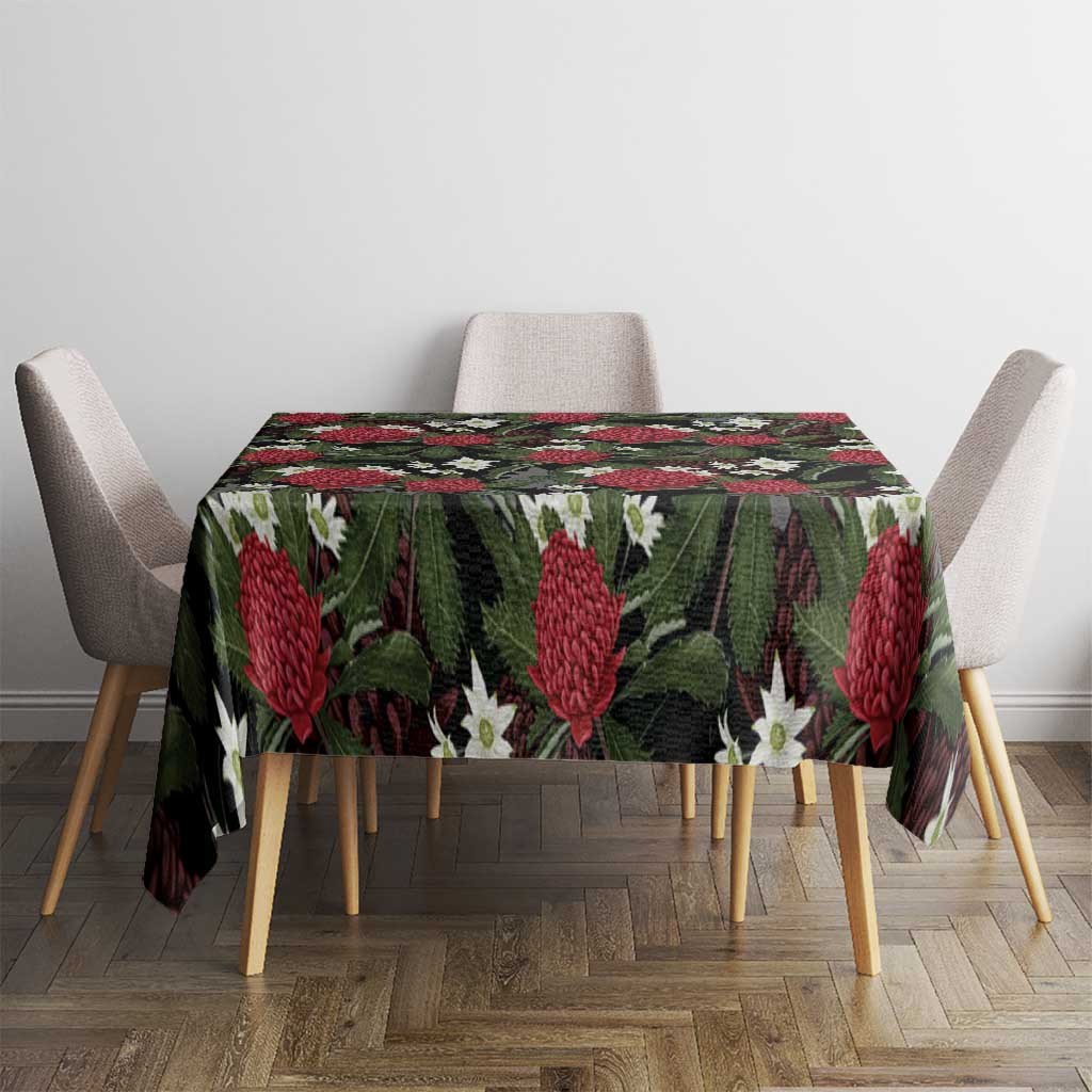 Australia Waratah Flannel Flower Tablecloth Aussie Native Flowers Seamless Stylized - Aussie Hoodie