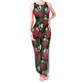 Australia Waratah Flannel Flower Tank Maxi Dress Aussie Native Flowers Seamless Stylized - Aussie Hoodie