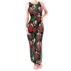 Australia Waratah Flannel Flower Tank Maxi Dress Aussie Native Flowers Seamless Stylized - Aussie Hoodie