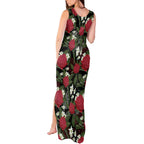 Australia Waratah Flannel Flower Tank Maxi Dress Aussie Native Flowers Seamless Stylized - Aussie Hoodie