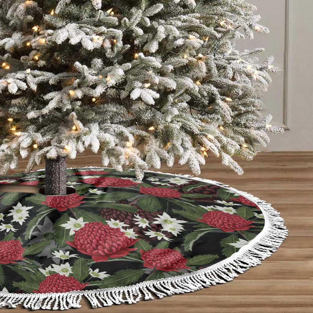 Australia Waratah Flannel Flower Tree Skirt Aussie Native Flowers Seamless Stylized - Aussie Hoodie
