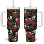 Australia Waratah Flannel Flower Tumbler With Handle Aussie Native Flowers Seamless Stylized - Aussie Hoodie