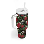 Australia Waratah Flannel Flower Tumbler With Handle Aussie Native Flowers Seamless Stylized - Aussie Hoodie