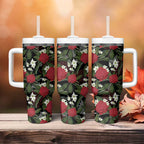 Australia Waratah Flannel Flower Tumbler With Handle Aussie Native Flowers Seamless Stylized - Aussie Hoodie