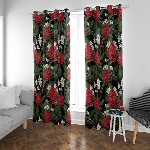 Australia Waratah Flannel Flower Window Curtain Aussie Native Flowers Seamless Stylized - Aussie Hoodie