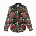 Australia Waratah Flannel Flower Women Casual Shirt Aussie Native Flowers Seamless Stylized - Aussie Hoodie