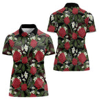 Australia Waratah Flannel Flower Women Polo Shirt Aussie Native Flowers Seamless Stylized - Aussie Hoodie