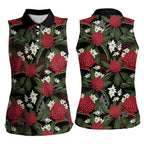 Australia Waratah Flannel Flower Women Sleeveless Polo Shirt Aussie Native Flowers Seamless Stylized - Aussie Hoodie