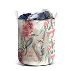 Australia Kookaburra Christmas Laundry Basket Bottlebrush Eucalyptus Blossoms Watercolor - Aussie Hoodie