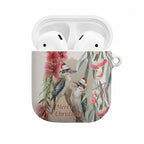 Australia Kookaburra Christmas AirPods Case Bottlebrush Eucalyptus Blossoms Watercolor - Aussie Hoodie