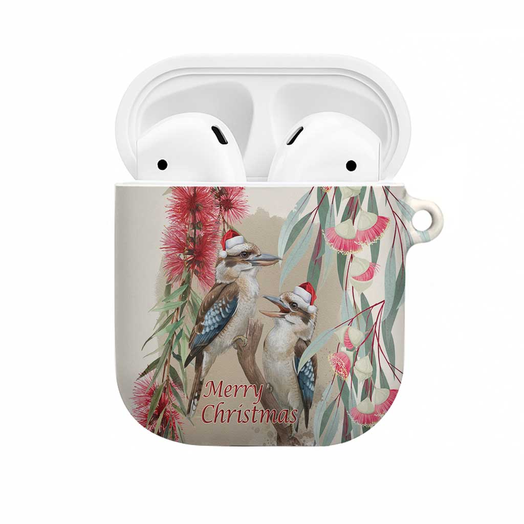 Australia Kookaburra Christmas AirPods Case Bottlebrush Eucalyptus Blossoms Watercolor - Aussie Hoodie