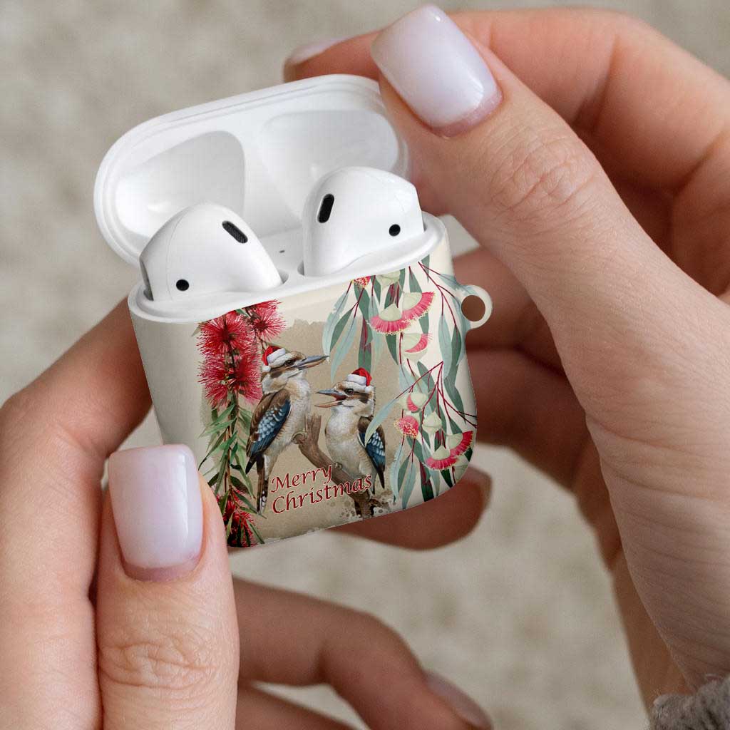 Australia Kookaburra Christmas AirPods Case Bottlebrush Eucalyptus Blossoms Watercolor - Aussie Hoodie