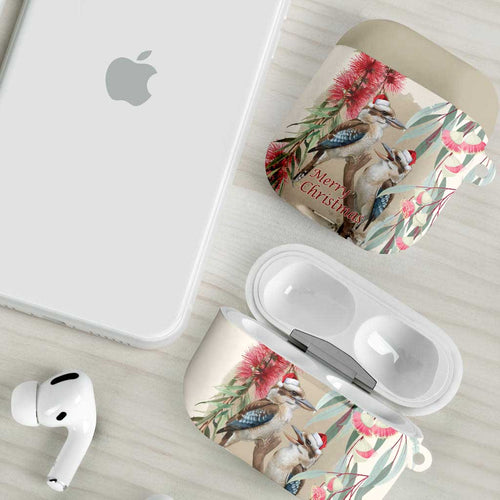 Australia Kookaburra Christmas AirPods Case Bottlebrush Eucalyptus Blossoms Watercolor - Aussie Hoodie
