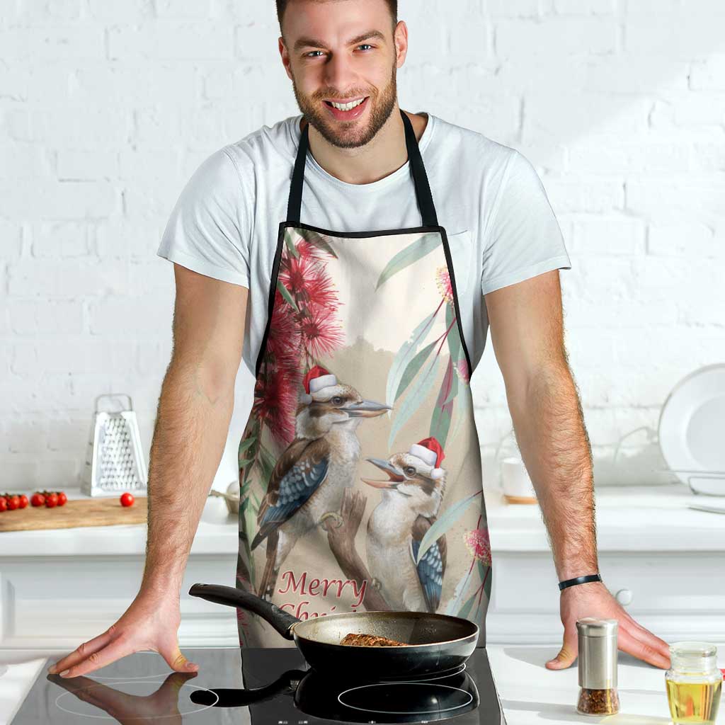 Australia Kookaburra Christmas Apron Bottlebrush Eucalyptus Blossoms Watercolor - Aussie Hoodie