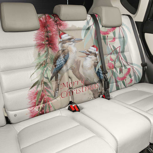Australia Kookaburra Christmas Back Car Seat Cover Bottlebrush Eucalyptus Blossoms Watercolor - Aussie Hoodie