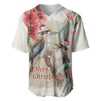 Australia Kookaburra Christmas Baseball Jersey Bottlebrush Eucalyptus Blossoms Watercolor - Aussie Hoodie