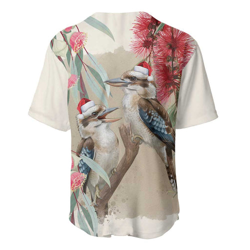 Australia Kookaburra Christmas Baseball Jersey Bottlebrush Eucalyptus Blossoms Watercolor - Aussie Hoodie