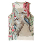 Australia Kookaburra Christmas Basketball Jersey Bottlebrush Eucalyptus Blossoms Watercolor - Aussie Hoodie
