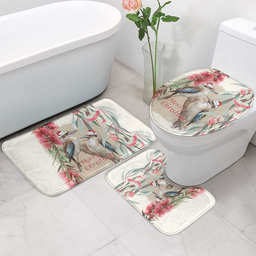 Australia Kookaburra Christmas Bathroom Set Bottlebrush Eucalyptus Blossoms Watercolor - Aussie Hoodie