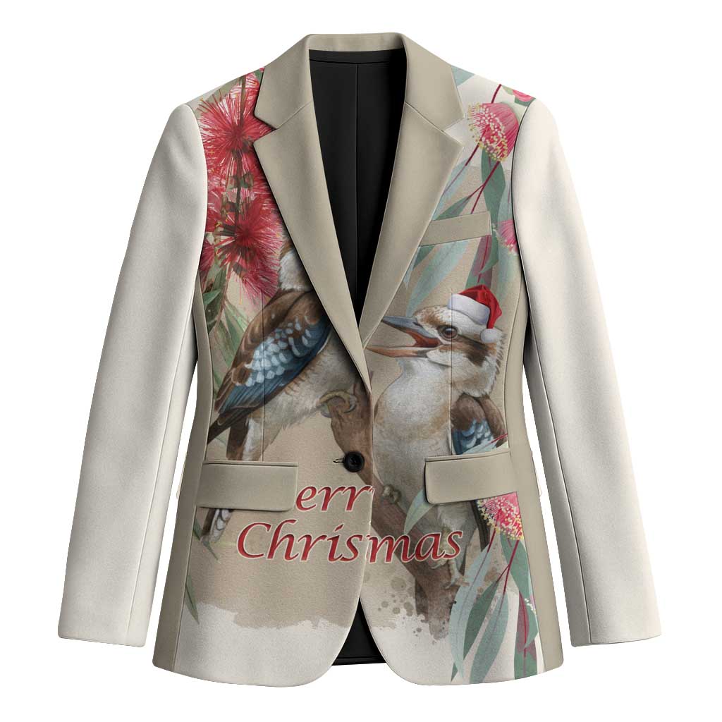 Australia Kookaburra Christmas Blazer Bottlebrush Eucalyptus Blossoms Watercolor - Aussie Hoodie