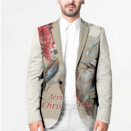 Australia Kookaburra Christmas Blazer Bottlebrush Eucalyptus Blossoms Watercolor - Aussie Hoodie