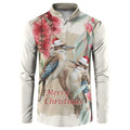 Australia Kookaburra Christmas Button Sweatshirt Bottlebrush Eucalyptus Blossoms Watercolor - Aussie Hoodie