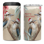 Australia Kookaburra Christmas 4 in 1 Can Cooler Tumbler Bottlebrush Eucalyptus Blossoms Watercolor - Aussie Hoodie