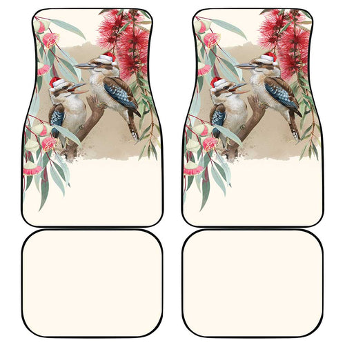 Australia Kookaburra Christmas Car Mats Bottlebrush Eucalyptus Blossoms Watercolor - Aussie Hoodie