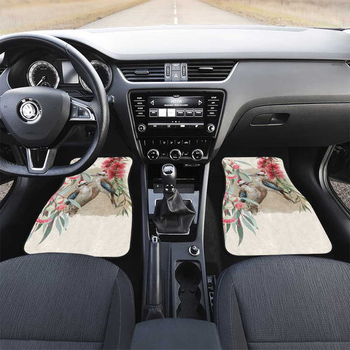 Australia Kookaburra Christmas Car Mats Bottlebrush Eucalyptus Blossoms Watercolor - Aussie Hoodie