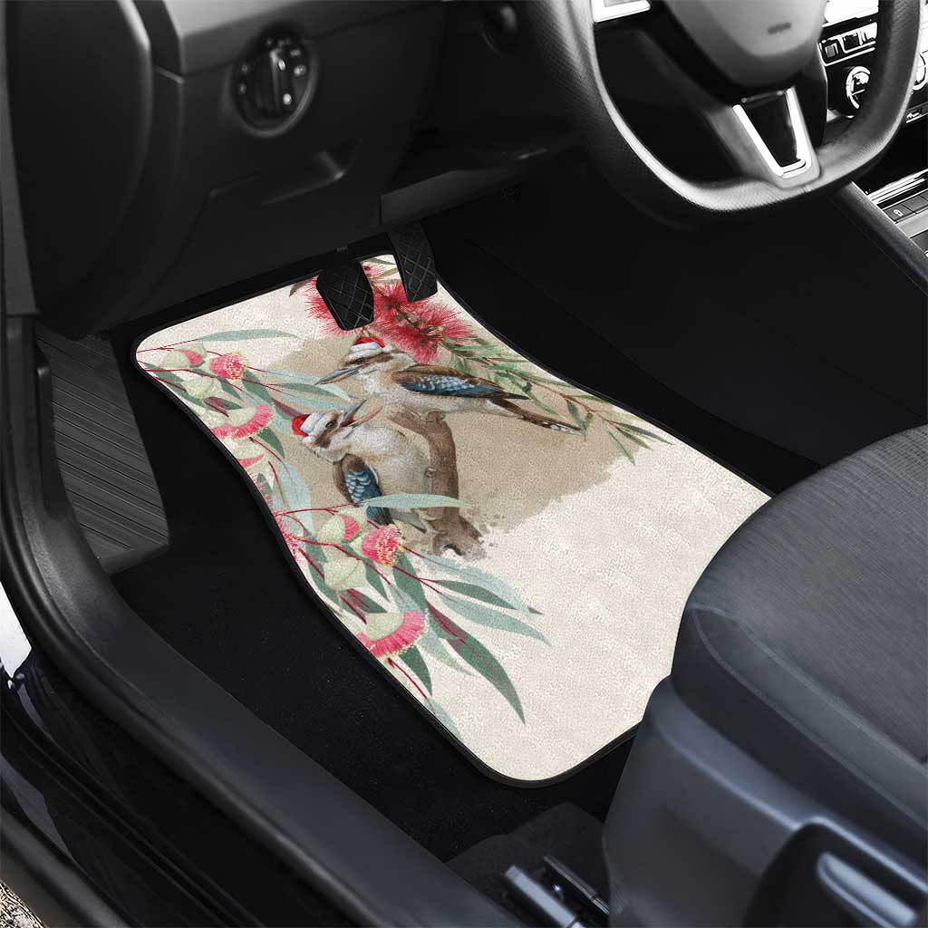 Australia Kookaburra Christmas Car Mats Bottlebrush Eucalyptus Blossoms Watercolor - Aussie Hoodie