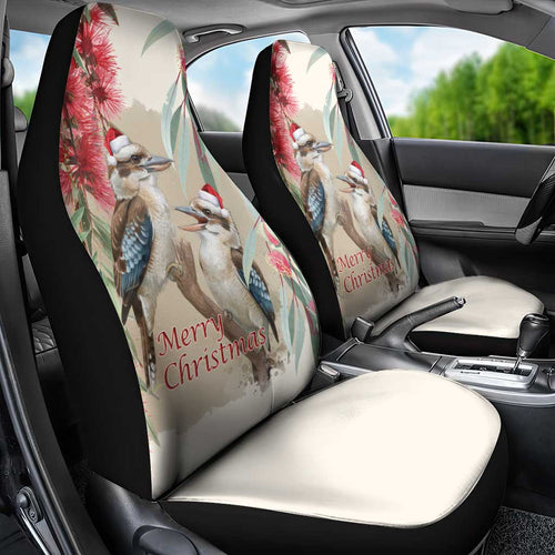 Australia Kookaburra Christmas Car Seat Cover Bottlebrush Eucalyptus Blossoms Watercolor - Aussie Hoodie