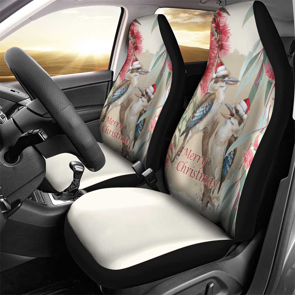 Australia Kookaburra Christmas Car Seat Cover Bottlebrush Eucalyptus Blossoms Watercolor - Aussie Hoodie