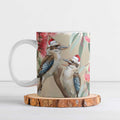 Australia Kookaburra Christmas Ceramic Mug Bottlebrush Eucalyptus Blossoms Watercolor - Aussie Hoodie