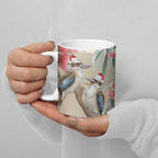 Australia Kookaburra Christmas Ceramic Mug Bottlebrush Eucalyptus Blossoms Watercolor - Aussie Hoodie
