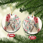 Australia Kookaburra Christmas Ceramic Ornament Bottlebrush Eucalyptus Blossoms Watercolor - Aussie Hoodie
