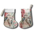 Australia Kookaburra Christmas Stocking Bottlebrush Eucalyptus Blossoms Watercolor - Aussie Hoodie