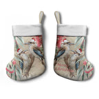 Australia Kookaburra Christmas Stocking Bottlebrush Eucalyptus Blossoms Watercolor - Aussie Hoodie
