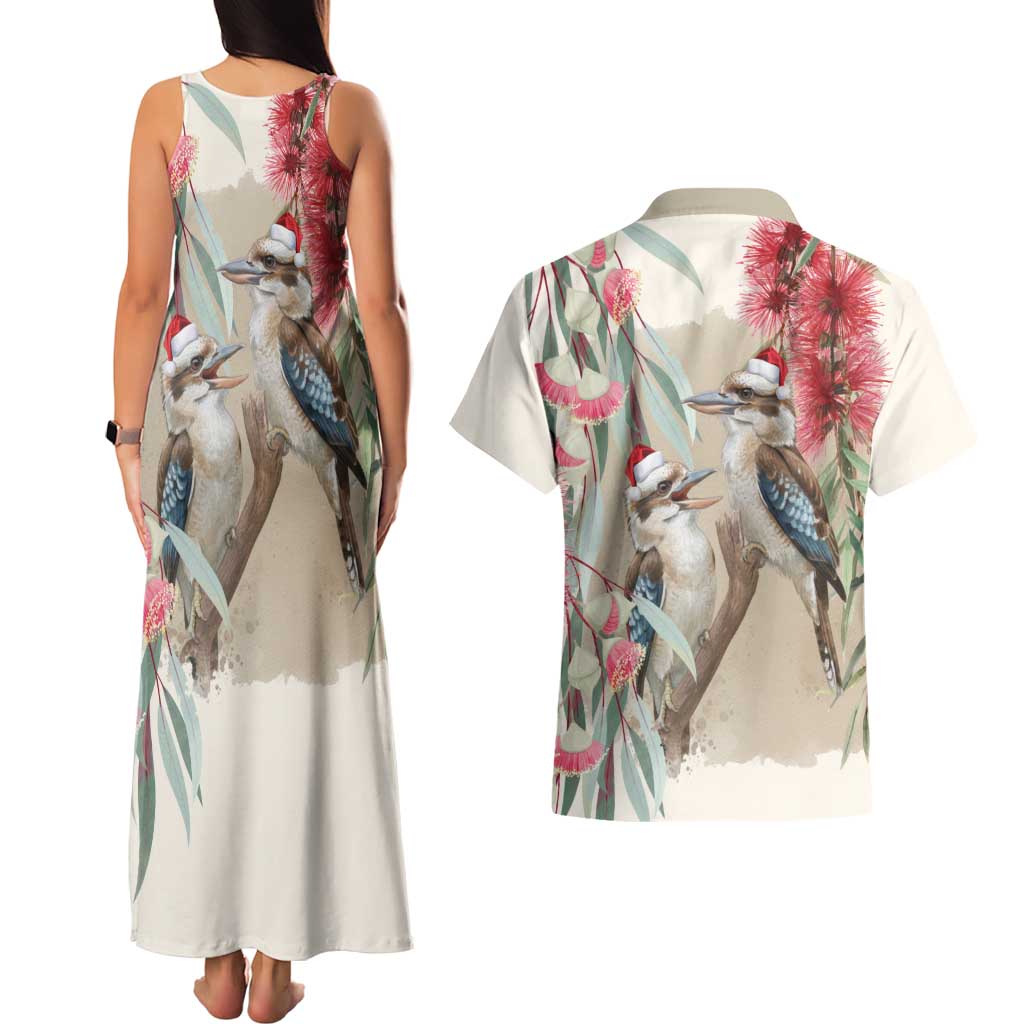 Australia Kookaburra Christmas Couples Matching Tank Maxi Dress and Hawaiian Shirt Bottlebrush Eucalyptus Blossoms Watercolor - Aussie Hoodie