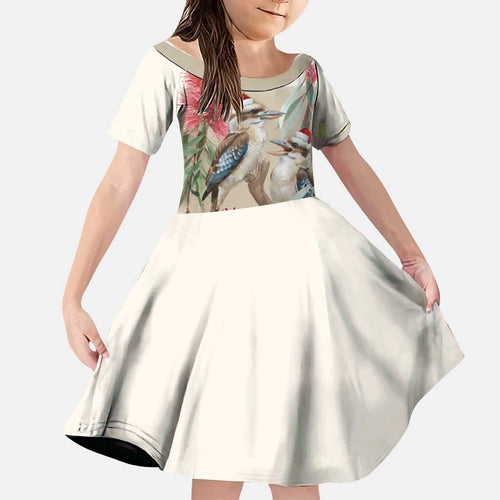 Australia Kookaburra Christmas Family Matching Mermaid Dress and Hawaiian Shirt Bottlebrush Eucalyptus Blossoms Watercolor - Aussie Hoodie