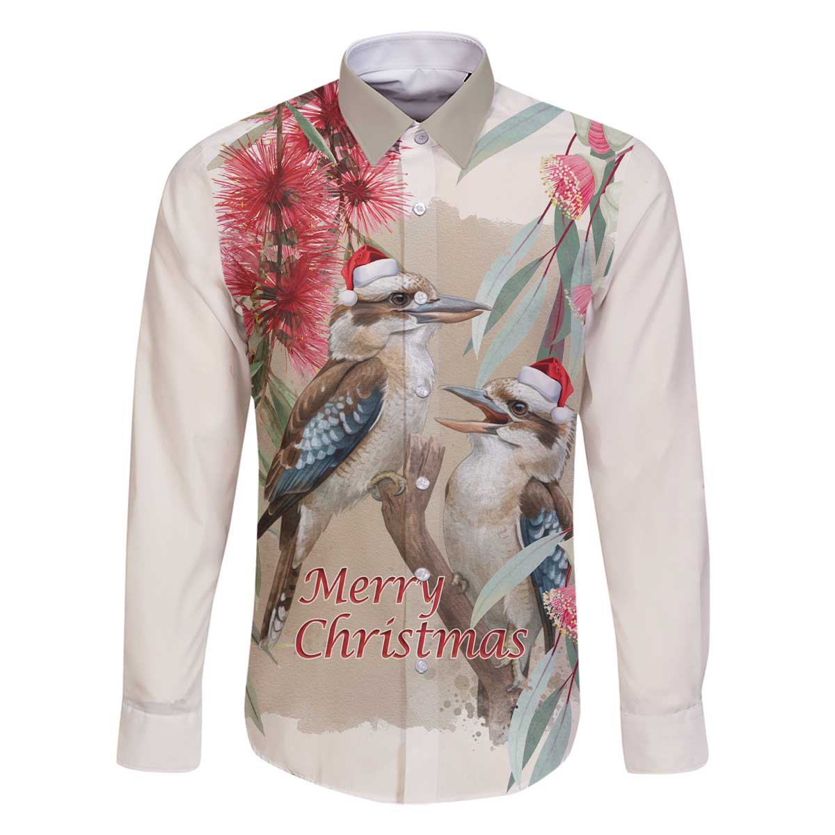 Australia Kookaburra Christmas Family Matching Off The Shoulder Long Sleeve Dress and Hawaiian Shirt Bottlebrush Eucalyptus Blossoms Watercolor - Aussie Hoodie
