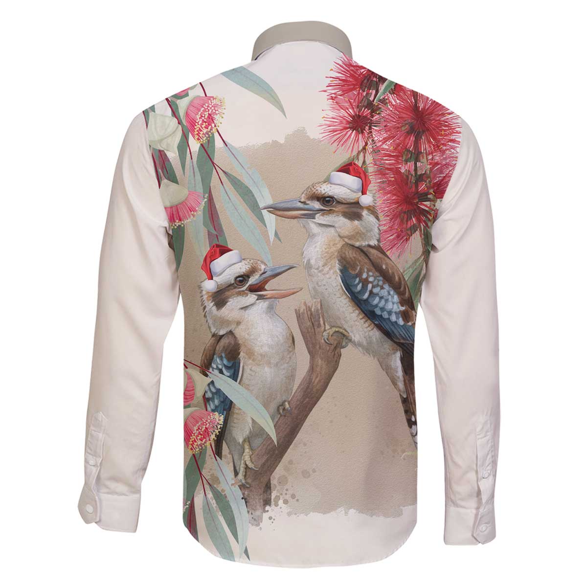 Australia Kookaburra Christmas Family Matching Off The Shoulder Long Sleeve Dress and Hawaiian Shirt Bottlebrush Eucalyptus Blossoms Watercolor - Aussie Hoodie