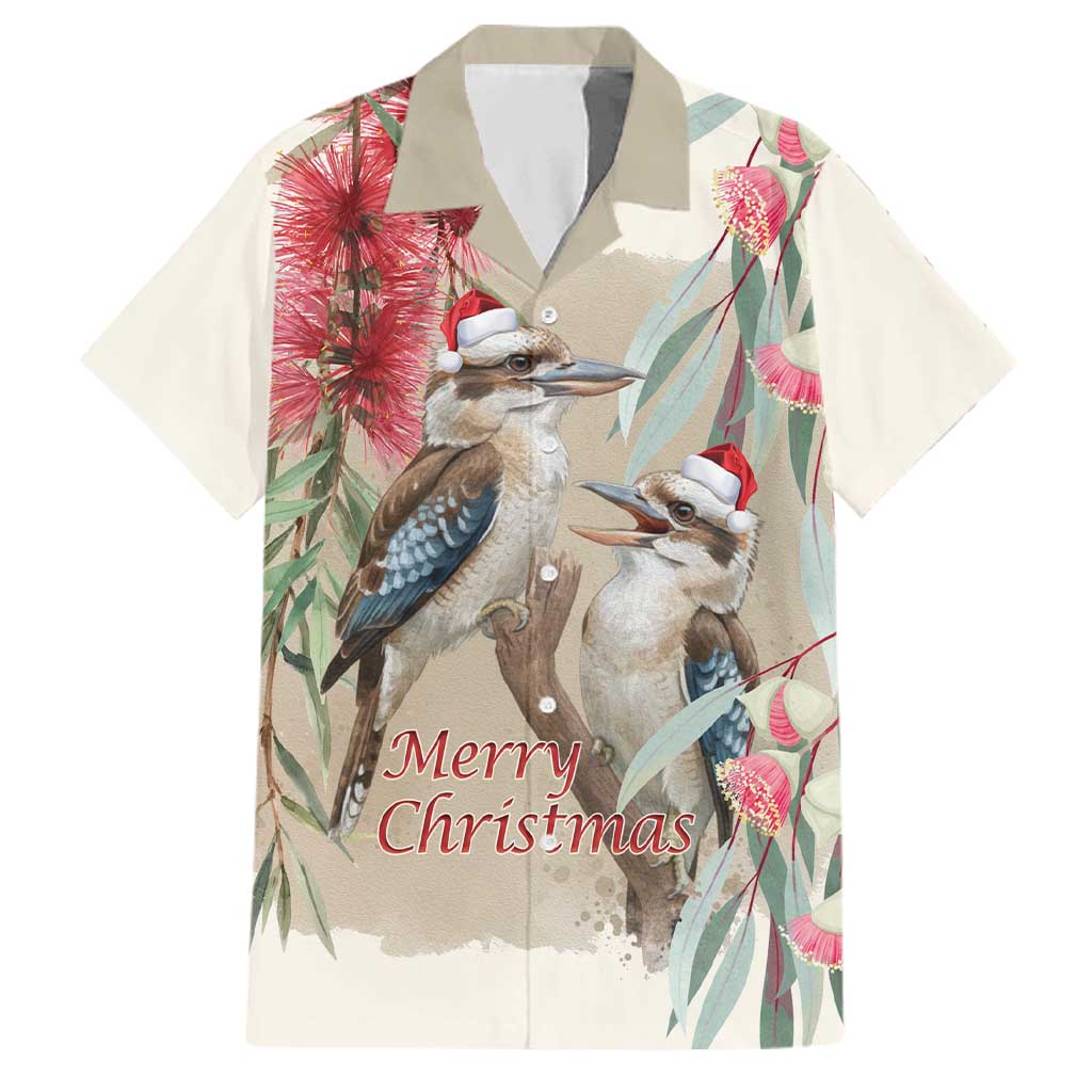 Australia Kookaburra Christmas Family Matching Off Shoulder Maxi Dress and Hawaiian Shirt Bottlebrush Eucalyptus Blossoms Watercolor - Aussie Hoodie