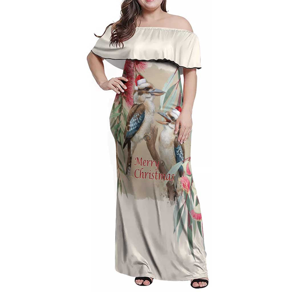 Australia Kookaburra Christmas Family Matching Off Shoulder Maxi Dress and Hawaiian Shirt Bottlebrush Eucalyptus Blossoms Watercolor - Aussie Hoodie