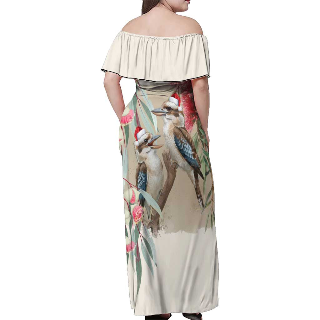 Australia Kookaburra Christmas Family Matching Off Shoulder Maxi Dress and Hawaiian Shirt Bottlebrush Eucalyptus Blossoms Watercolor - Aussie Hoodie