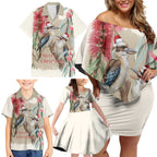 Australia Kookaburra Christmas Family Matching Off Shoulder Short Dress and Hawaiian Shirt Bottlebrush Eucalyptus Blossoms Watercolor - Aussie Hoodie
