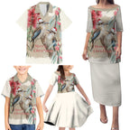 Australia Kookaburra Christmas Family Matching Puletasi and Hawaiian Shirt Bottlebrush Eucalyptus Blossoms Watercolor - Aussie Hoodie