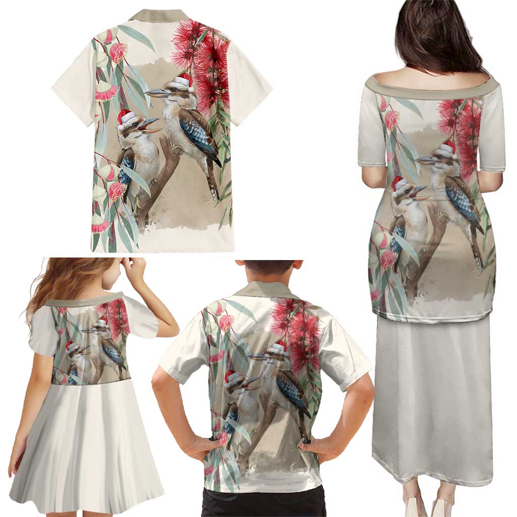 Australia Kookaburra Christmas Family Matching Puletasi and Hawaiian Shirt Bottlebrush Eucalyptus Blossoms Watercolor - Aussie Hoodie