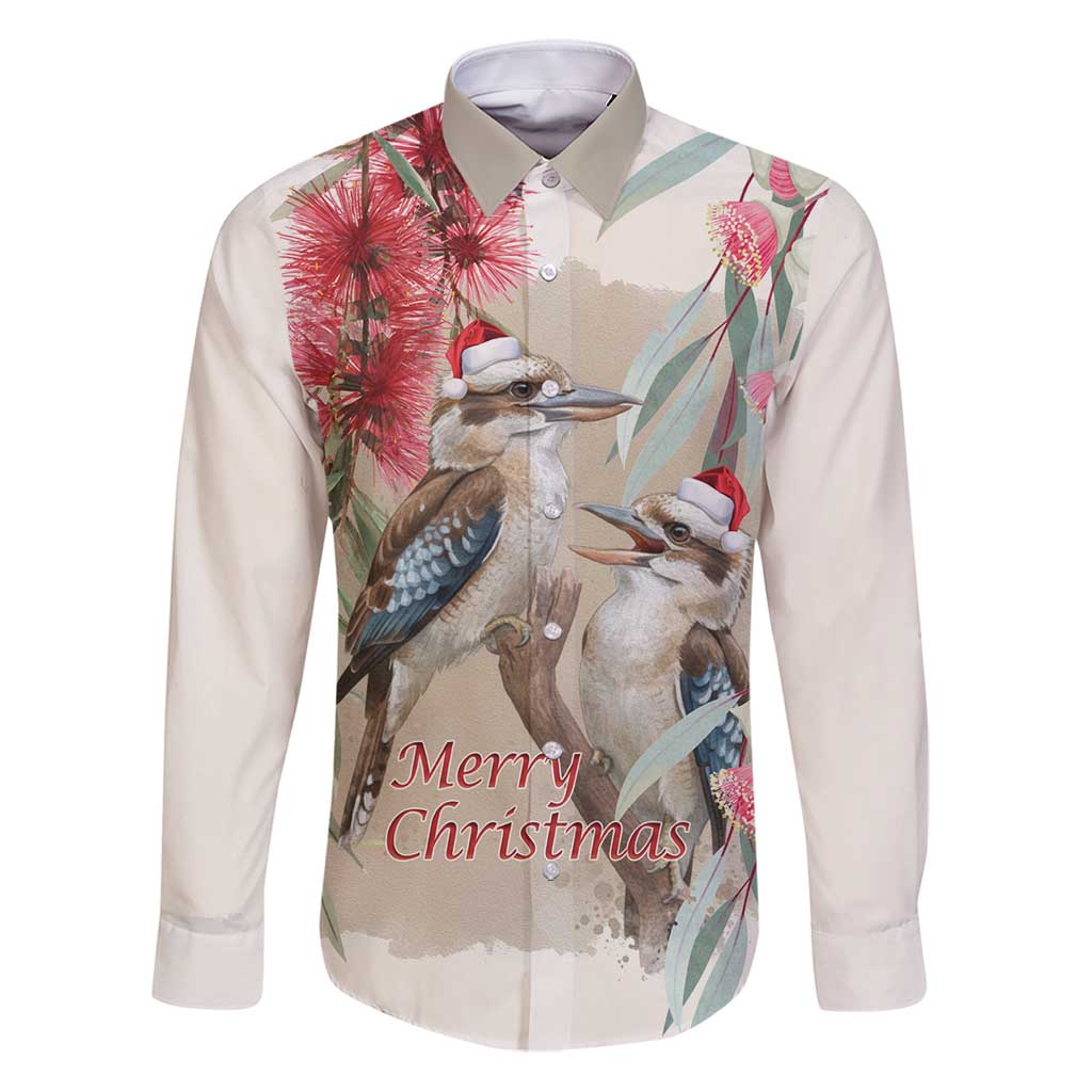 Australia Kookaburra Christmas Family Matching Puletasi and Hawaiian Shirt Bottlebrush Eucalyptus Blossoms Watercolor - Aussie Hoodie