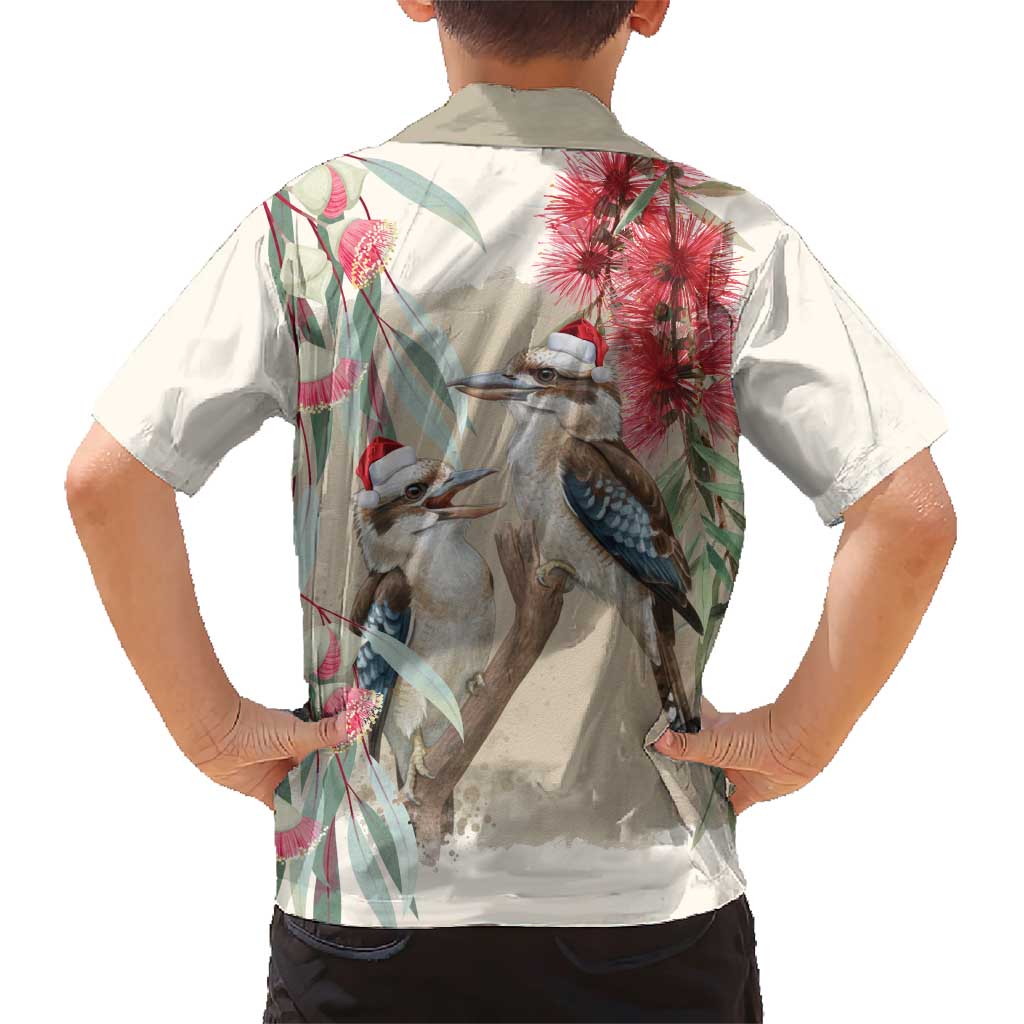 Australia Kookaburra Christmas Family Matching Short Sleeve Bodycon Dress and Hawaiian Shirt Bottlebrush Eucalyptus Blossoms Watercolor - Aussie Hoodie
